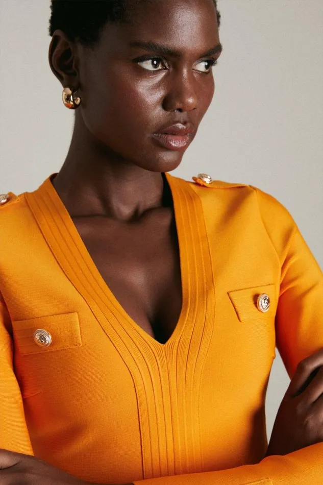 Bandage Knit Military Top Orange Women Karen Millen Tops
