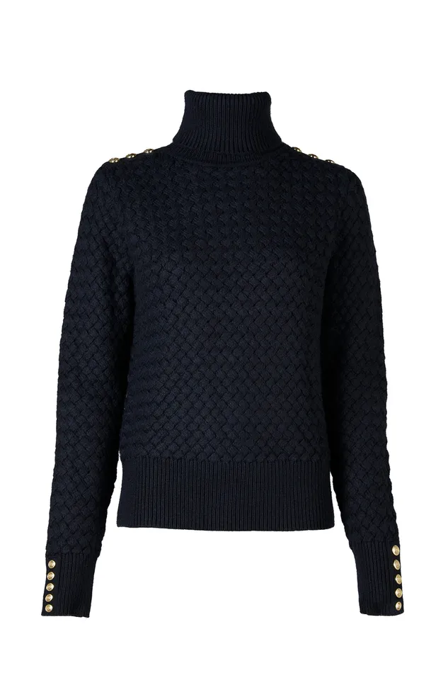 Basket Weave Jumper Ink Navy Women Holland Cooper Knitwear Basket Weave Jumper Ink Navy Women Holland Cooper Knitwear