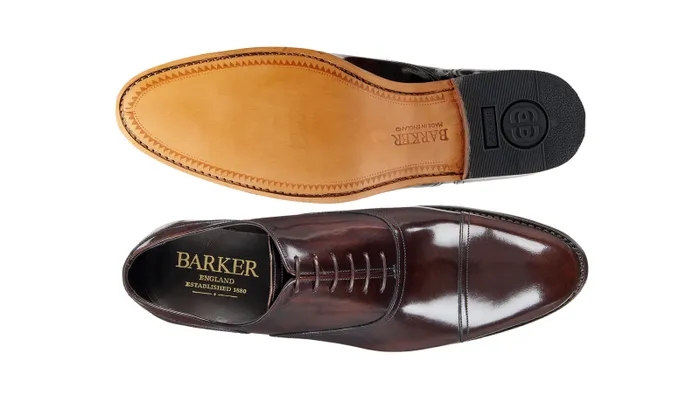 Bates 8211 Dark Brown Hi Shine Mens Barker Shoes Mens Oxfords