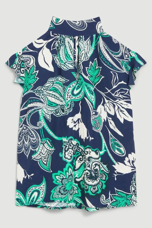 Batik Cap Sleeve Blouse Floral Women Karen Millen Tops