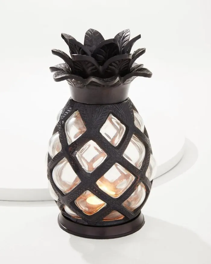 Beach and Home Tommy Bahama Outdoor Accessories Large Glass Pineapple Votive Holder Clear