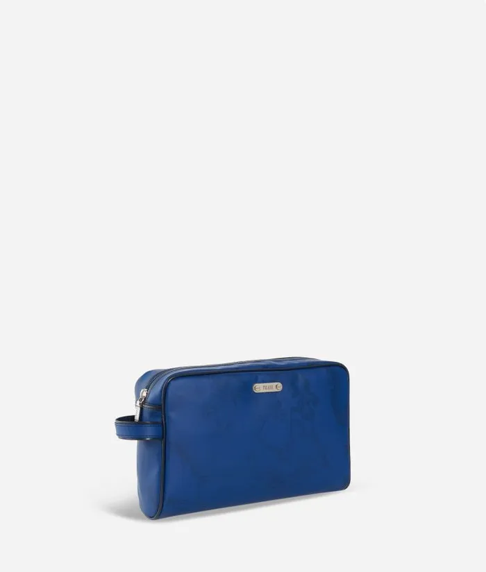 Beauty Case In Blue Geo Fabric Woman Alviero Martini Pouches and Toiletry Bags