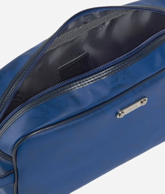 Beauty Case In Blue Geo Fabric Woman Alviero Martini Pouches and Toiletry Bags