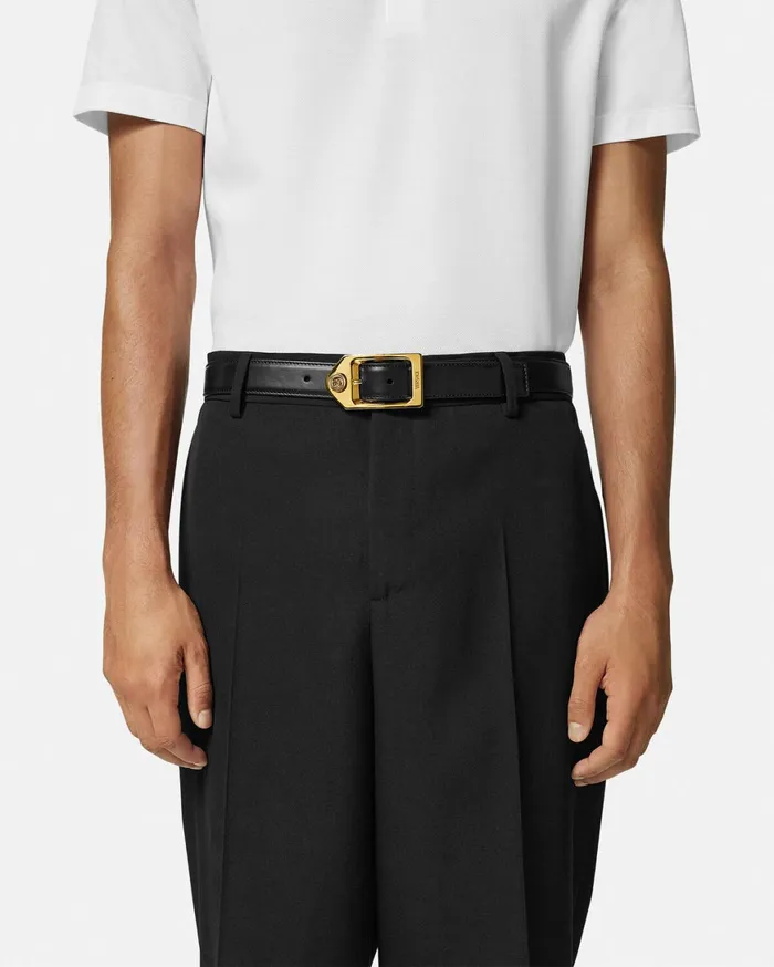 Belts Men Versace Medusa Biggie Leather Belt 12034 Blackgold