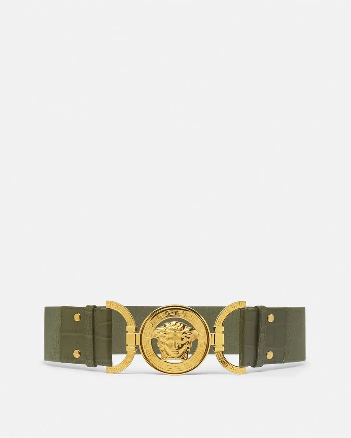 Belts Women Versace Medusa 03995 CrocEffect Belt 24034 Green