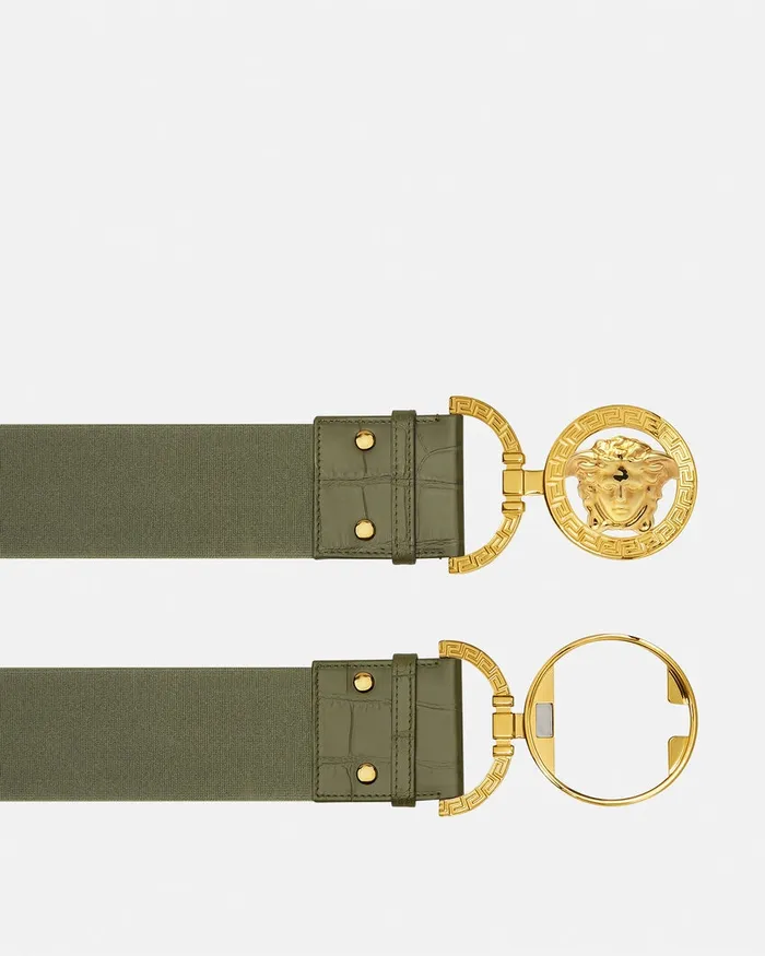 Belts Women Versace Medusa 03995 CrocEffect Belt 24034 Green
