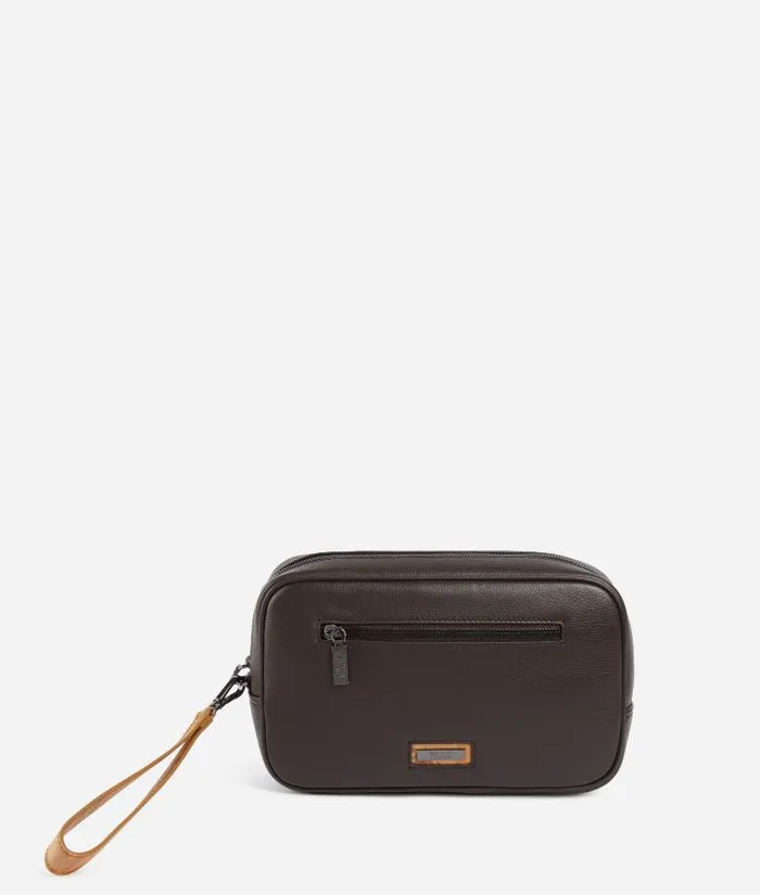 Beta Leather Carryall Case Dark Brown Man Alviero Martini Pouches and Toiletry Bags