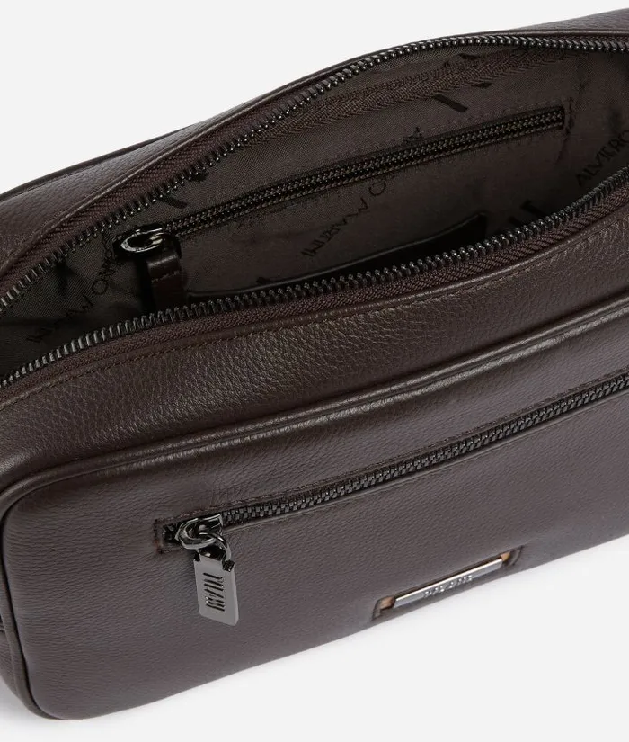 Beta Leather Carryall Case Dark Brown Man Alviero Martini Pouches and Toiletry Bags