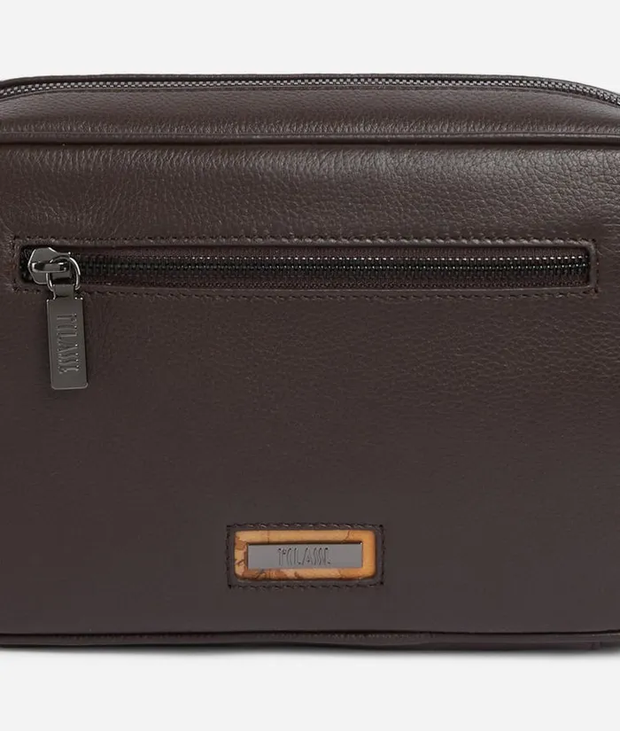 Beta Leather Carryall Case Dark Brown Man Alviero Martini Pouches and Toiletry Bags