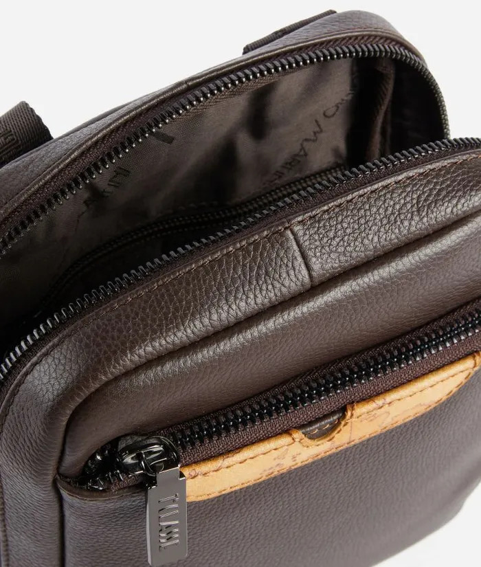 Beta Leather Small Crossbody Bag Dark Brown Man Alviero Martini Crossbody and Messenger Bags
