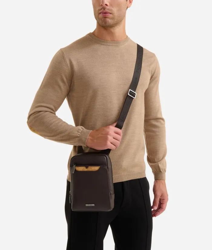 Beta Leather Small Crossbody Bag Dark Brown Man Alviero Martini Crossbody and Messenger Bags