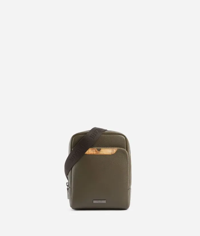 Beta Leather Small Crossbody Bag Military Green Man Alviero Martini Crossbody and Messenger Bags