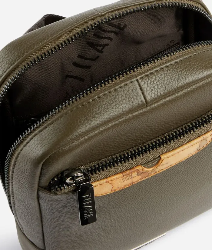Beta Leather Small Crossbody Bag Military Green Man Alviero Martini Crossbody and Messenger Bags