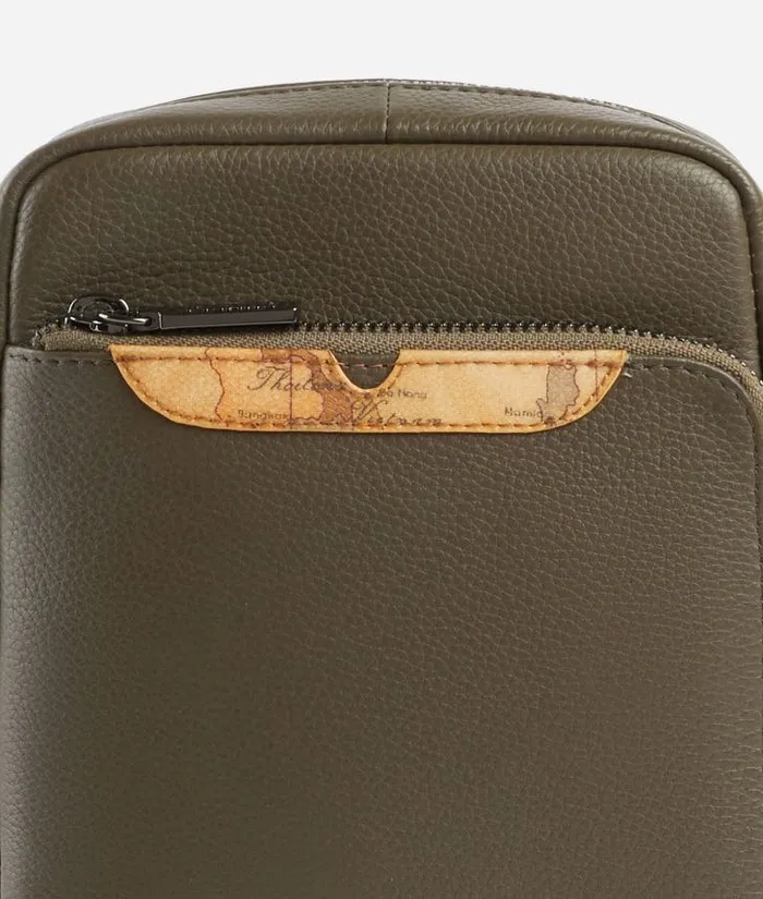 Beta Leather Small Crossbody Bag Military Green Man Alviero Martini Crossbody and Messenger Bags