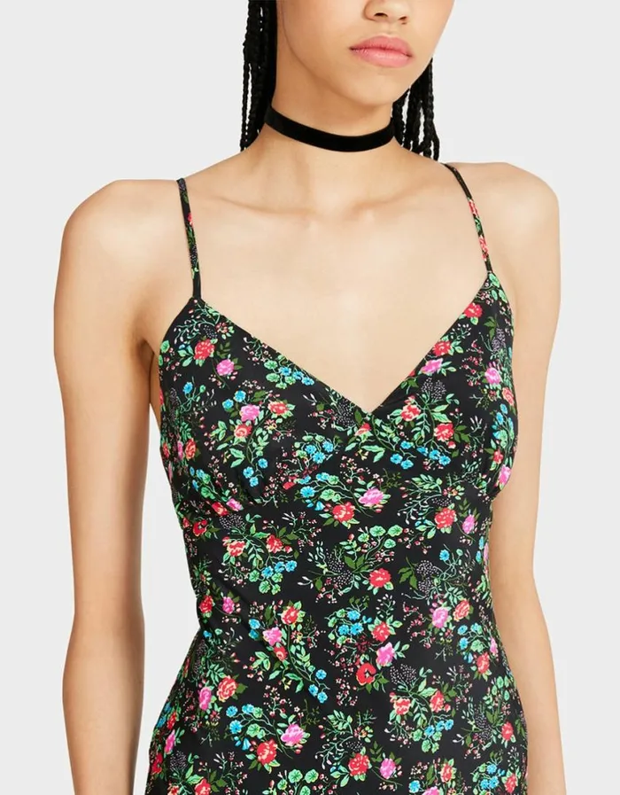 Betsey Johnson Women ADDISON MIDI DRESS FLORAL BLACK Black