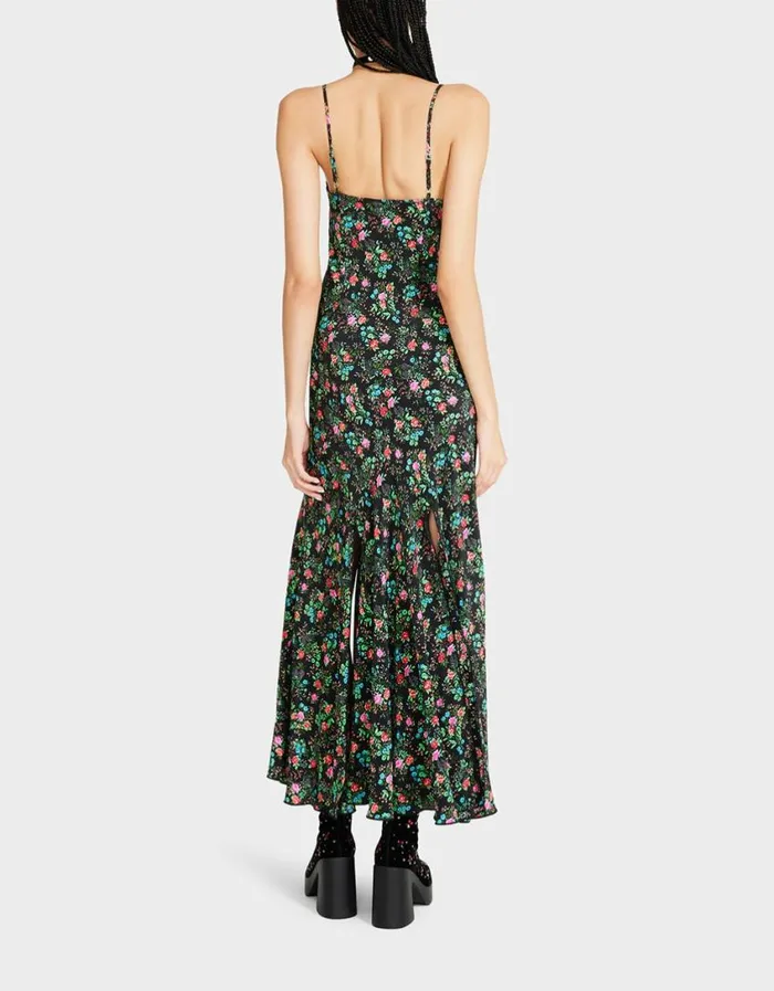 Betsey Johnson Women ADDISON MIDI DRESS FLORAL BLACK Black