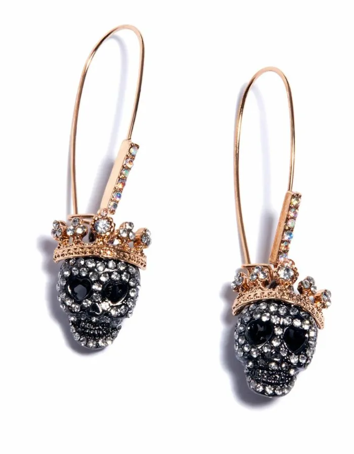 Betsey Johnson Women BETSEYS CRYSTAL PAVE SKULL HOOK EARRINGS CRYSTAL Betsey Johnson Women BETSEYS CRYSTAL PAVE SKULL HOOK EARRINGS CRYSTAL