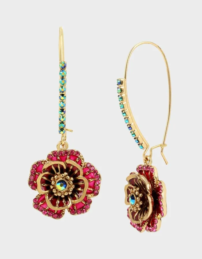Betsey Johnson Women BETSEYS FLOWER HOOK EARRINGS MULTI