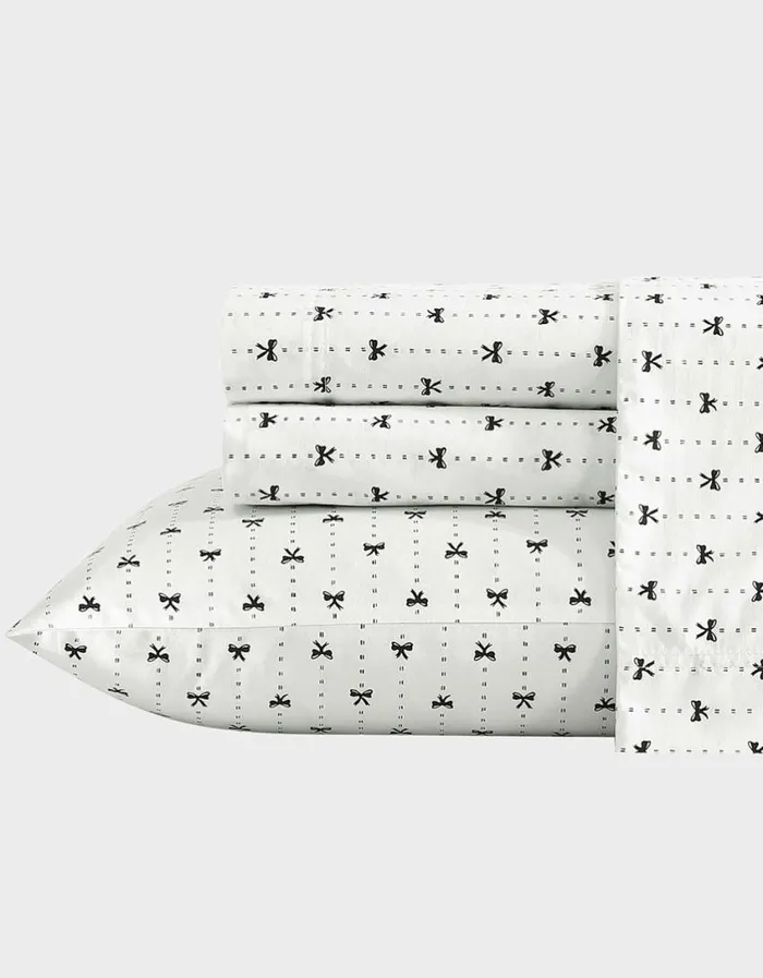 Betsey Johnson Women BETSEYS RIBBON PINSTRIPE WHITE TWIN SHEET SET MULTI