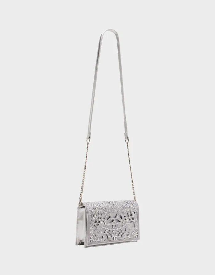 Betsey Johnson Women CUT OUT SPARKLER BAG SILVER Silver Betsey Johnson Women CUT OUT SPARKLER BAG SILVER Silver