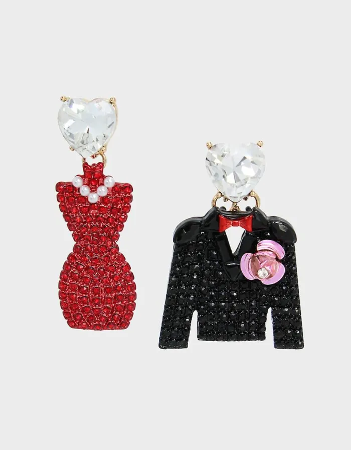 Betsey Johnson Women GOING ALL OUT TUX N DRESS EARRINGS RED
