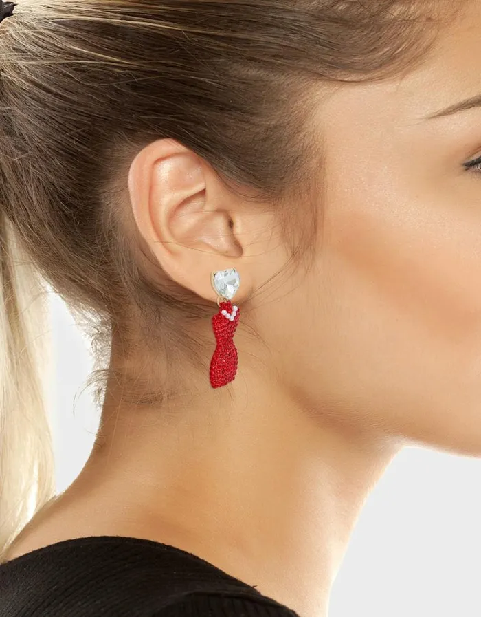 Betsey Johnson Women GOING ALL OUT TUX N DRESS EARRINGS RED Betsey Johnson Women GOING ALL OUT TUX N DRESS EARRINGS RED