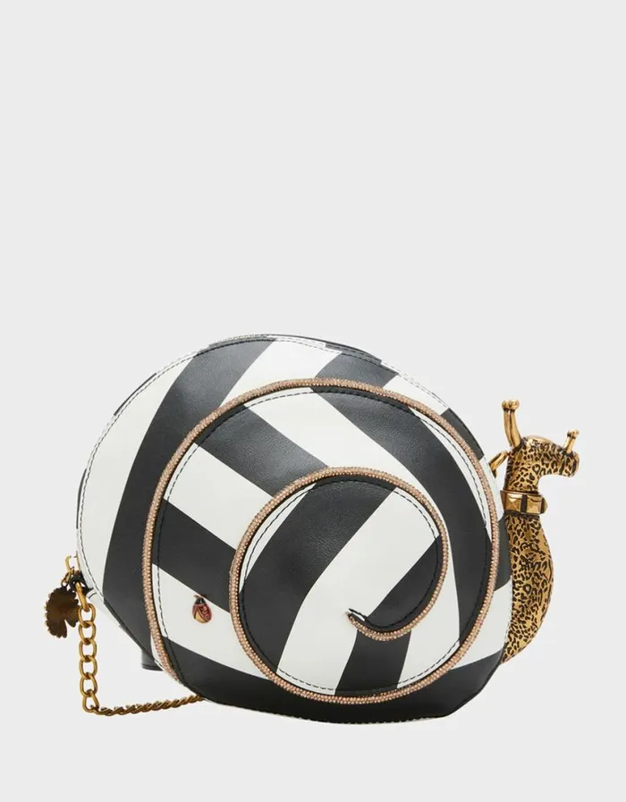 Betsey Johnson Women KITSCH SNAILED IT CROSSBODY BLACK WHITE Black White