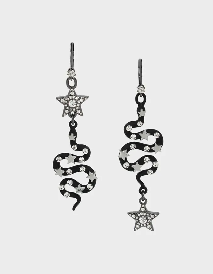 Betsey Johnson Women SHINE BRIGHT STAR SNAKE DROP EARRINGS RHINESTONE