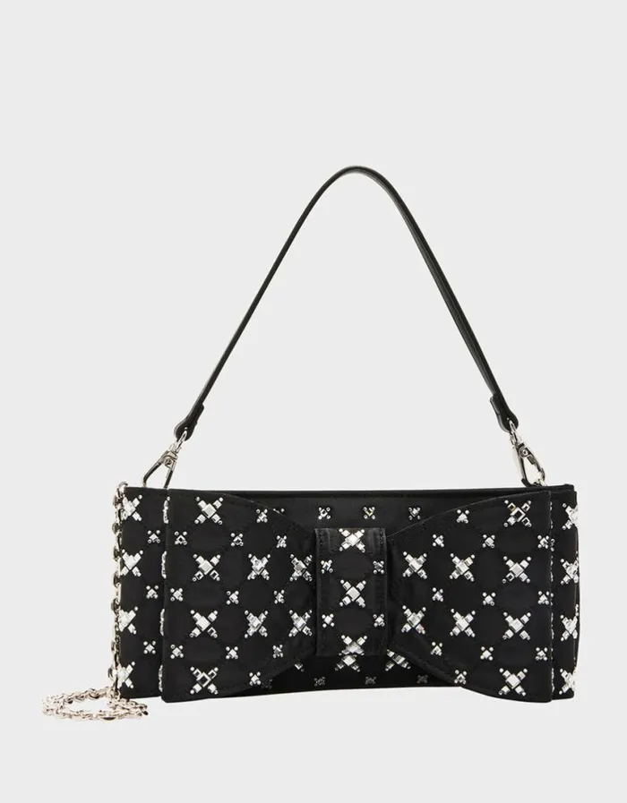 Betsey Johnson Women TIE THE KNOT BOW BAG BLACK Black