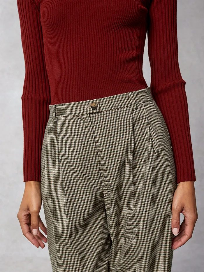 Billie Pants Pied De Poule Marron Women Pants Rouje