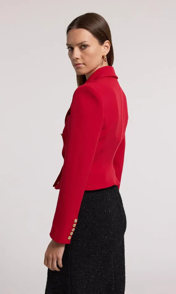 Blazers and Jackets Women Generation Love Clothing Aytul Crepe Blazer Ruby