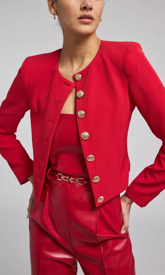 Blazers and Jackets Women Generation Love Clothing Olempia Crepe Blazer Red