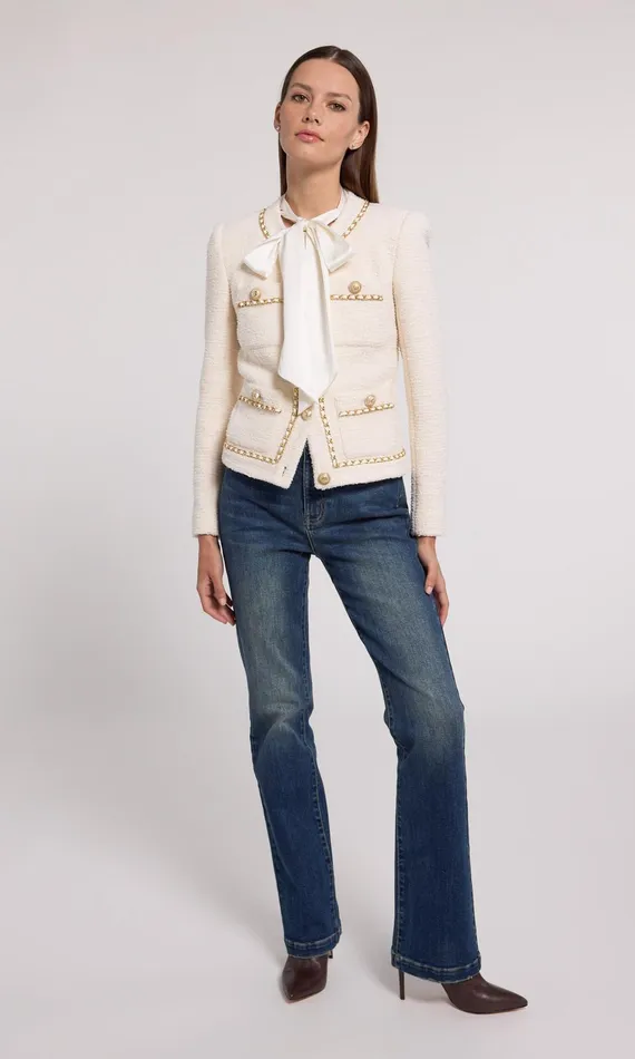Blazers and Jackets Women Generation Love Clothing Velma Tweed Jacket Cream