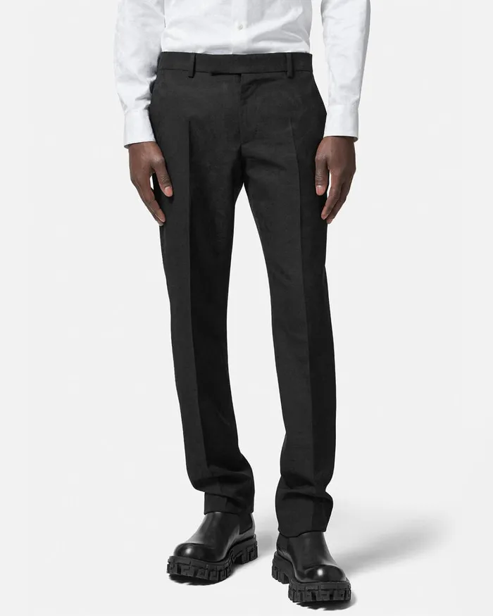 Blazers and Suits Men Versace Barocco Jacquard Formal Trousers Black