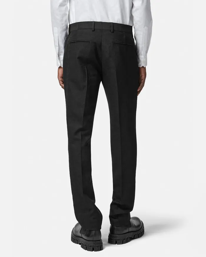 Blazers and Suits Men Versace Barocco Jacquard Formal Trousers Black