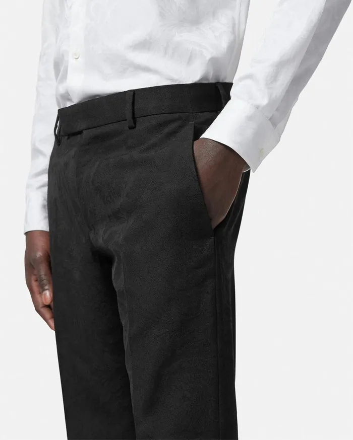 Blazers and Suits Men Versace Barocco Jacquard Formal Trousers Black