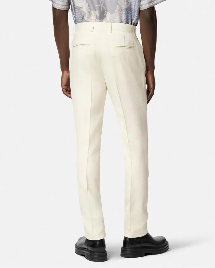 Blazers and Suits Men Versace SilkBlend Malfil Formal Pants White
