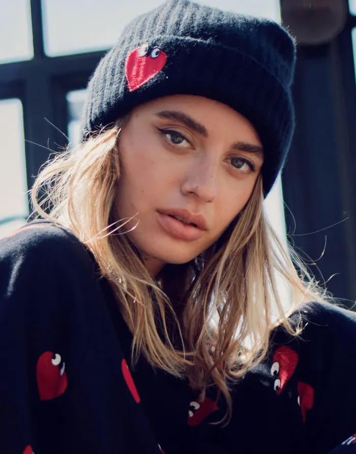 Blix Heartface Patch Black Women039s Lauren Moshi Sweaters and Knits