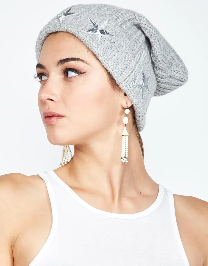 Blix Metallic Stars Heather Grey Women039s Lauren Moshi Sweaters and Knits