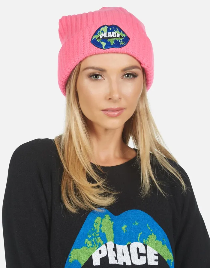 Blix World Peace Lips Neon Pink Women039s Lauren Moshi Sweaters and Knits