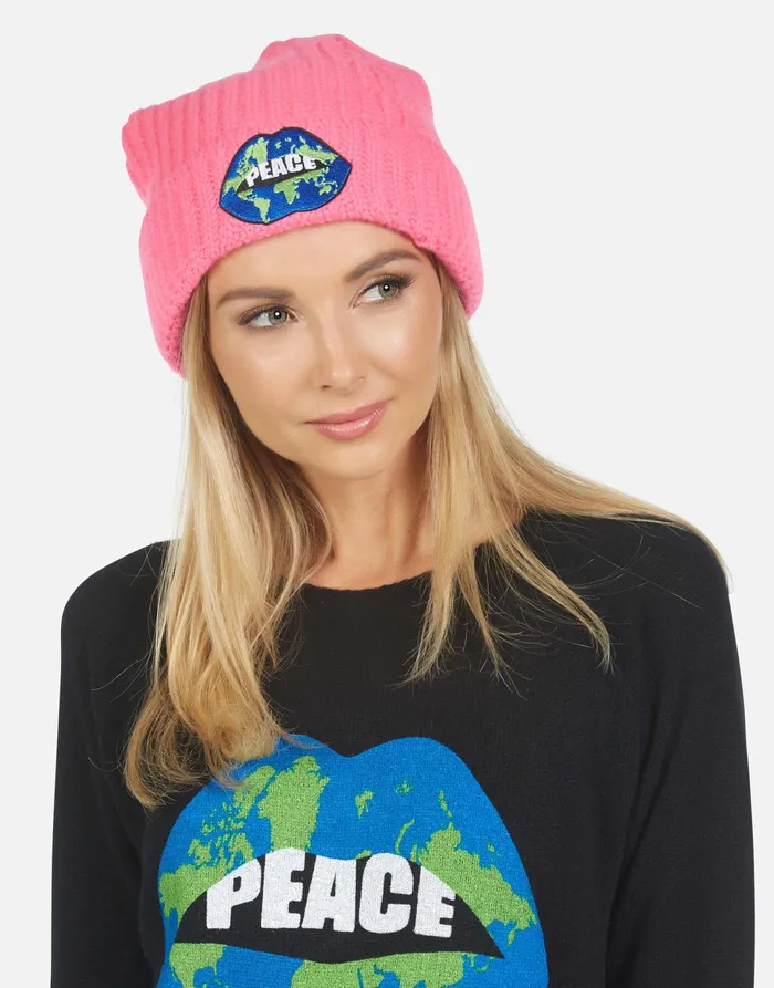 Blix World Peace Lips Neon Pink Women039s Lauren Moshi Sweaters and Knits