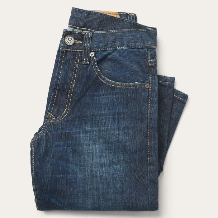 Boot Cut Men Stetson 1312 Fit Destructed Jeans Blue