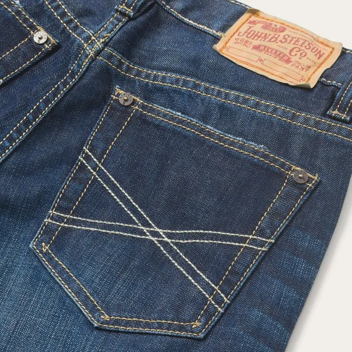 Boot Cut Men Stetson 1312 Fit Destructed Jeans Blue
