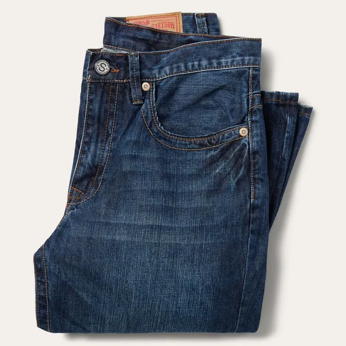Boot Cut Men Stetson 1520 Standard Straight Leg Jean Blue
