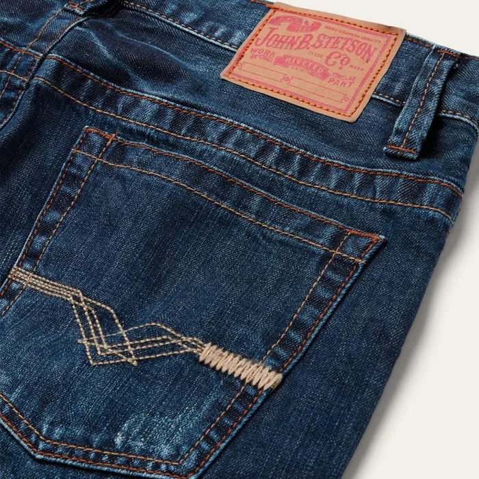 Boot Cut Men Stetson 1520 Standard Straight Leg Jean Blue