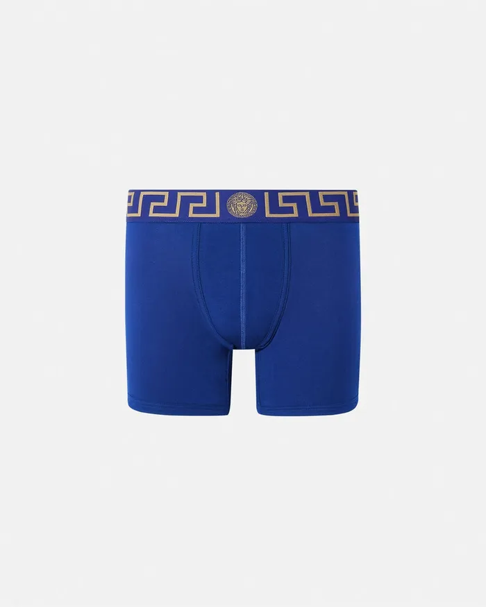 Boxers Men Versace Greca Border Long Trunks Blue