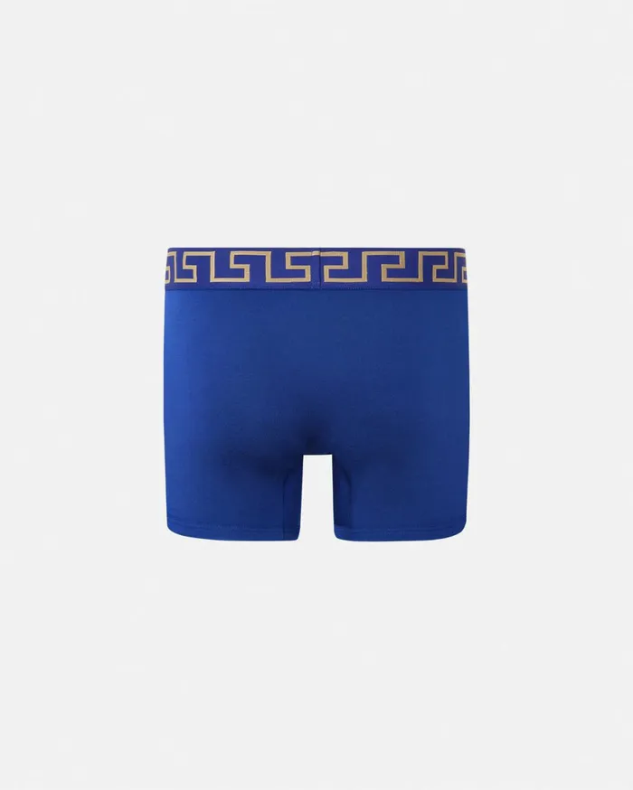 Boxers Men Versace Greca Border Long Trunks Blue