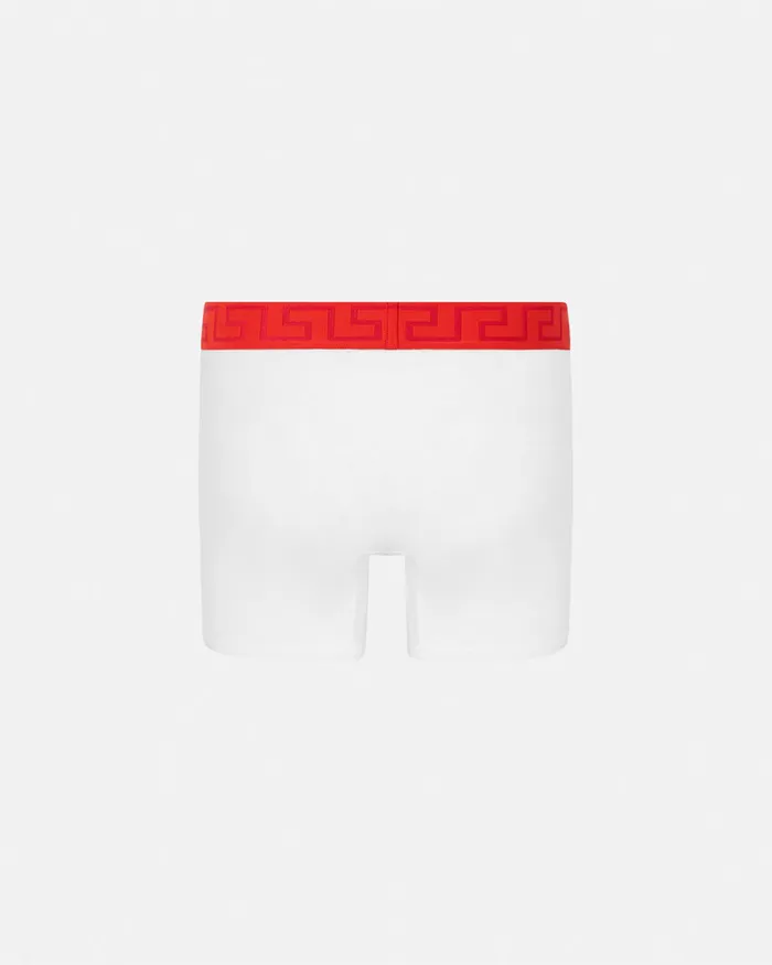Boxers Men Versace Greca Border Long Trunks Redwhite
