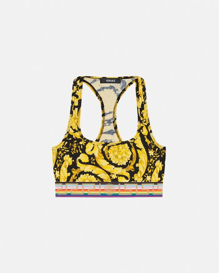 Bras and Briefs Women Versace Pride Barocco Scoop Bralette Blackprint