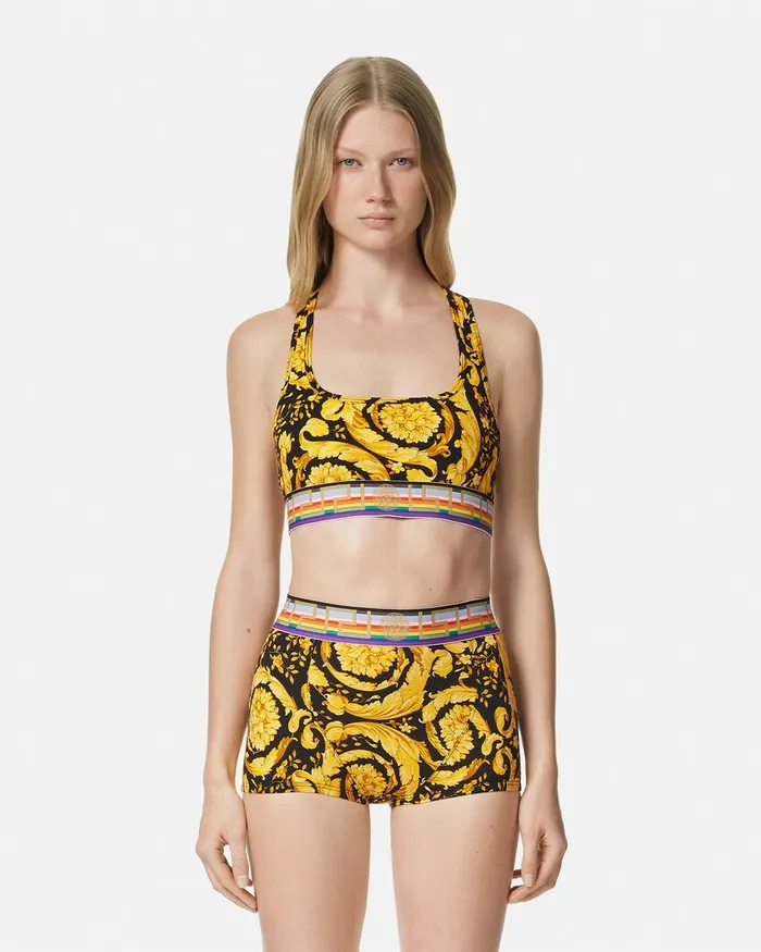Bras and Briefs Women Versace Pride Barocco Scoop Bralette Blackprint